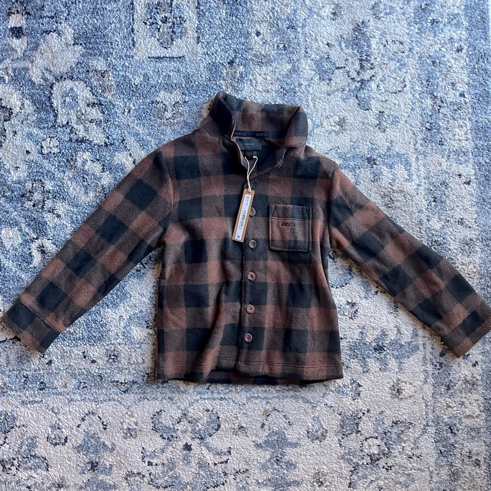 NWT Size 5 Skims brown & black fleece button down.